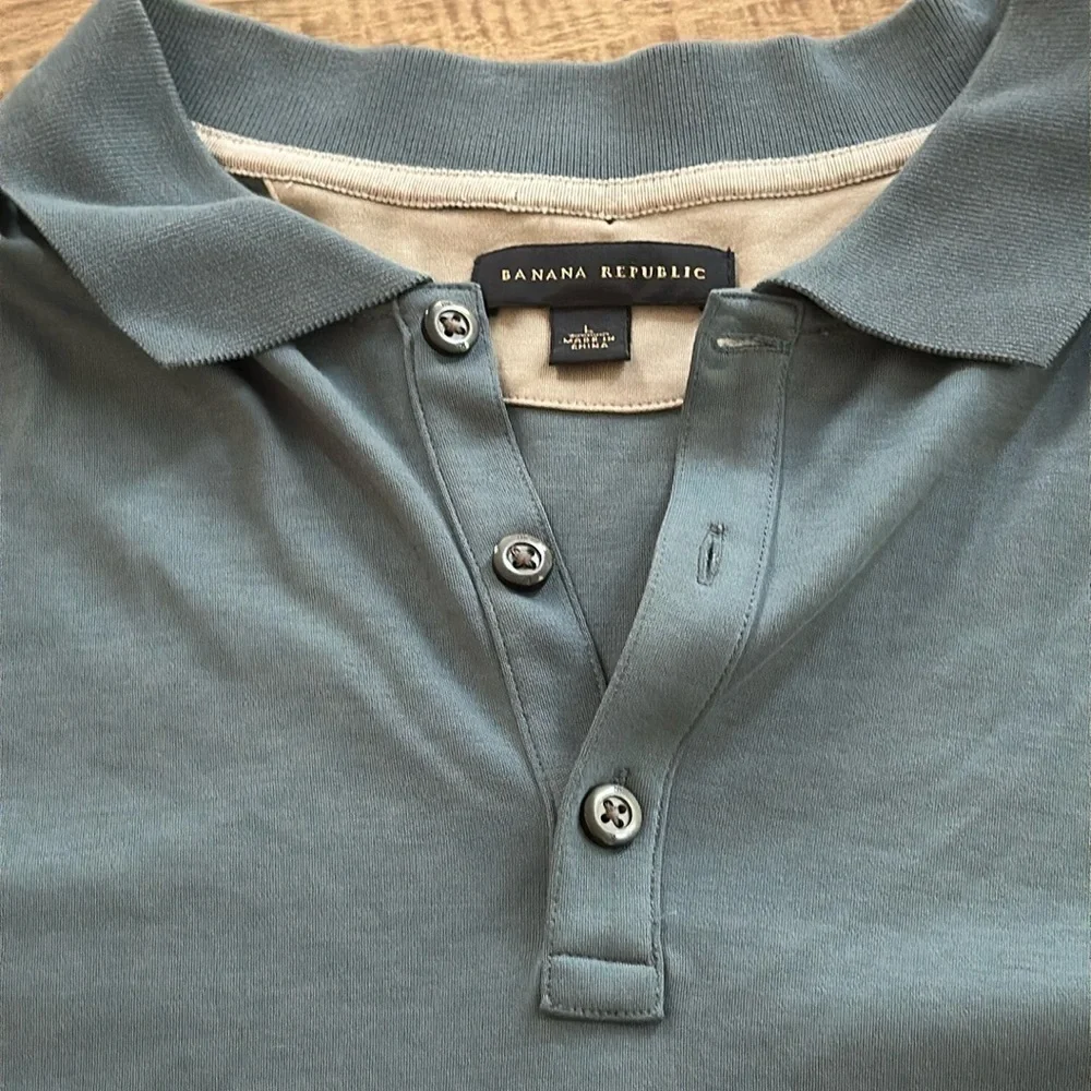Banana Republic, short sleeve blue polo shirt, size L